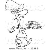 Vector of a Cartoon Dessert Chef - Coloring Page Outline by Toonaday