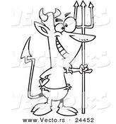 Vector of a Cartoon Devil with Hooves - Outlined Coloring Page by Toonaday
