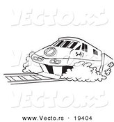 Vector of a Cartoon Diesel Tram - Outlined Coloring Page by Toonaday