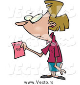 Vector of a Cartoon Dirty Blond White Businesswoman Holding a Pink Slip by Toonaday