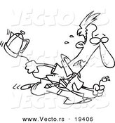 Vector of a Cartoon Distressed Businessman Running with a Coffee Pot - Outlined Coloring Page by Toonaday