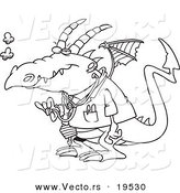 Vector of a Cartoon Doctor Dragon - Outlined Coloring Page by Toonaday