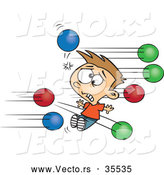 Vector of a Cartoon Dodgeballs Hitting a Boy by Toonaday