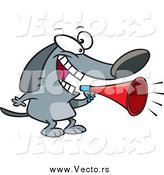 Vector of a Cartoon Dog Announcing with a Megaphone by Toonaday