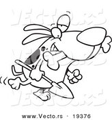 Vector of a Cartoon Dog Carrying a Shovel - Outlined Coloring Page by Toonaday