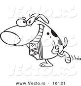 Vector of a Cartoon Dog Carrying Underwear - Outlined Coloring Page Drawing by Toonaday