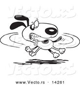 Vector of a Cartoon Dog Chasing His Tail - Coloring Page Outline by Toonaday