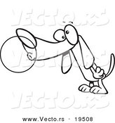 Vector of a Cartoon Dog Chewing Bubble Gum - Outlined Coloring Page by Toonaday