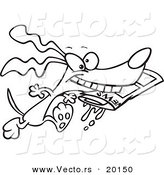 Vector of a Cartoon Dog Fetching the Newspaper - Outlined Coloring Page by Toonaday