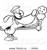 Vector of a Cartoon Dog Holding out an Ice Cream Cone - Outlined Coloring Page by Toonaday