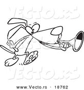 Vector of a Cartoon Dog Playing a Horn - Outlined Coloring Page by Toonaday