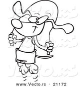 Vector of a Cartoon Dog Skipping Rope - Coloring Page Outline by Toonaday