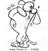 Vector of a Cartoon Dog Whining - Outlined Coloring Page by Toonaday