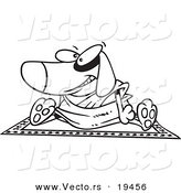 Vector of a Cartoon Doggie Lama Sitting on a Rug - Outlined Coloring Page by Toonaday