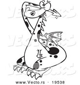 Vector of a Cartoon Dragon Covering His Ears - Outlined Coloring Page by Toonaday
