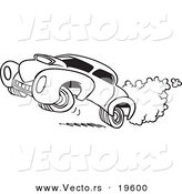 Vector of a Cartoon Dragster - Outlined Coloring Page by Toonaday