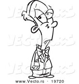 Vector of a Cartoon Dressed up Boy - Outlined Coloring Page by Toonaday