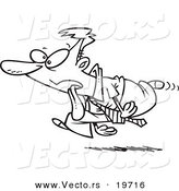 Vector of a Cartoon Drooling Businessman Running - Outlined Coloring Page by Toonaday