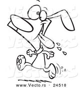 Vector of a Cartoon Drooling Dog Running for Dinner - Outlined Coloring Page by Toonaday