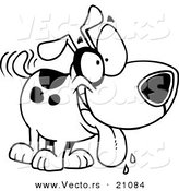 Vector of a Cartoon Drooling Happy Dog - Coloring Page Outline by Toonaday