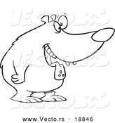 Vector of a Cartoon Drooling Hungry Bear - Outlined Coloring Page by Toonaday
