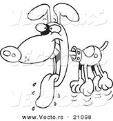 Vector of a Cartoon Drooling Hyper Dog - Coloring Page Outline by Toonaday