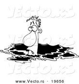 Vector of a Cartoon Drowning Man - Outlined Coloring Page by Toonaday