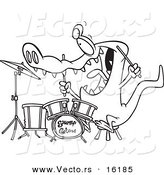 Vector of a Cartoon Drummer Gator - Outlined Coloring Page Drawing by Toonaday