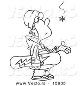 Vector of a Cartoon Eager Snowboarder Waiting for Snow - Outlined Coloring Page Drawing by Toonaday
