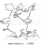 Vector of a Cartoon Elephant Braking with His Feet - Coloring Page Outline by Toonaday