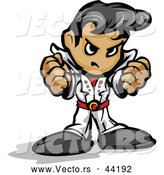 Vector of a Cartoon Elvis Intimidating with Fists and Mean Grin by Chromaco