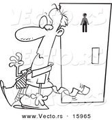 Vector of a Cartoon Embarrassed Businessman with Toilet Paper Stuck to His Pants - Outlined Coloring Page Drawing by Toonaday