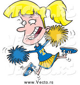 Vector of a Cartoon Energetic Blond Jumping Cheerleader Girl by Toonaday