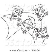 Vector of a Cartoon Energetic Boy Bouncing off the Walls - Outlined Coloring Page by Toonaday