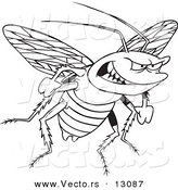Vector of a Cartoon Evil Cockroach - Coloring Page Outline by Toonaday