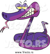 Vector of a Cartoon Evil Purple Snake by Toonaday