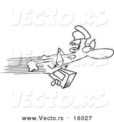 Vector of a Cartoon Express Delivery Man - Outlined Coloring Page Drawing by Toonaday