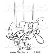 Vector of a Cartoon Falling Businessman - Outlined Coloring Page by Toonaday