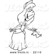 Vector of a Cartoon Farewell Princess - Outlined Coloring Page by Toonaday