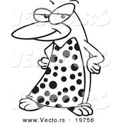 Vector of a Cartoon Fashionable Penguin - Outlined Coloring Page by Toonaday