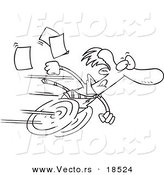 Vector of a Cartoon Fast Businessman on Wheels - Outlined Coloring Page by Toonaday