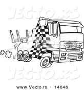 Vector of a Cartoon Fast Tow Truck - Coloring Page Outline by Toonaday