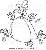 Vector of a Cartoon Fat Hen - Outlined Coloring Page by Toonaday