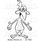 Vector of a Cartoon Featherless Chicken - Outlined Coloring Page by Toonaday