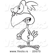 Vector of a Cartoon Feisty Bird - Outlined Coloring Page by Toonaday