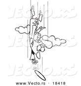 Vector of a Cartoon Female Angel Chasing Her Halo - Outlined Coloring Page by Toonaday