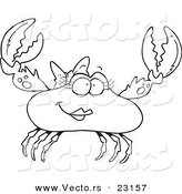Vector of a Cartoon Female Crab - Coloring Page Outline by Toonaday