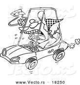 Vector of a Cartoon Female Driver with Road Rage - Outlined Coloring Page by Toonaday