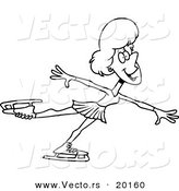 Vector of a Cartoon Female Figure Skater - Outlined Coloring Page by Toonaday