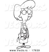 Vector of a Cartoon Female Minister - Outlined Coloring Page by Toonaday